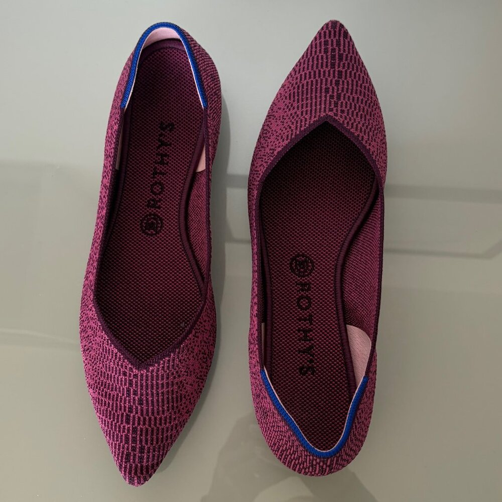 Rothy’s The Point Flats Size 11 Magenta Pink Purple Knit Ballet Shoes